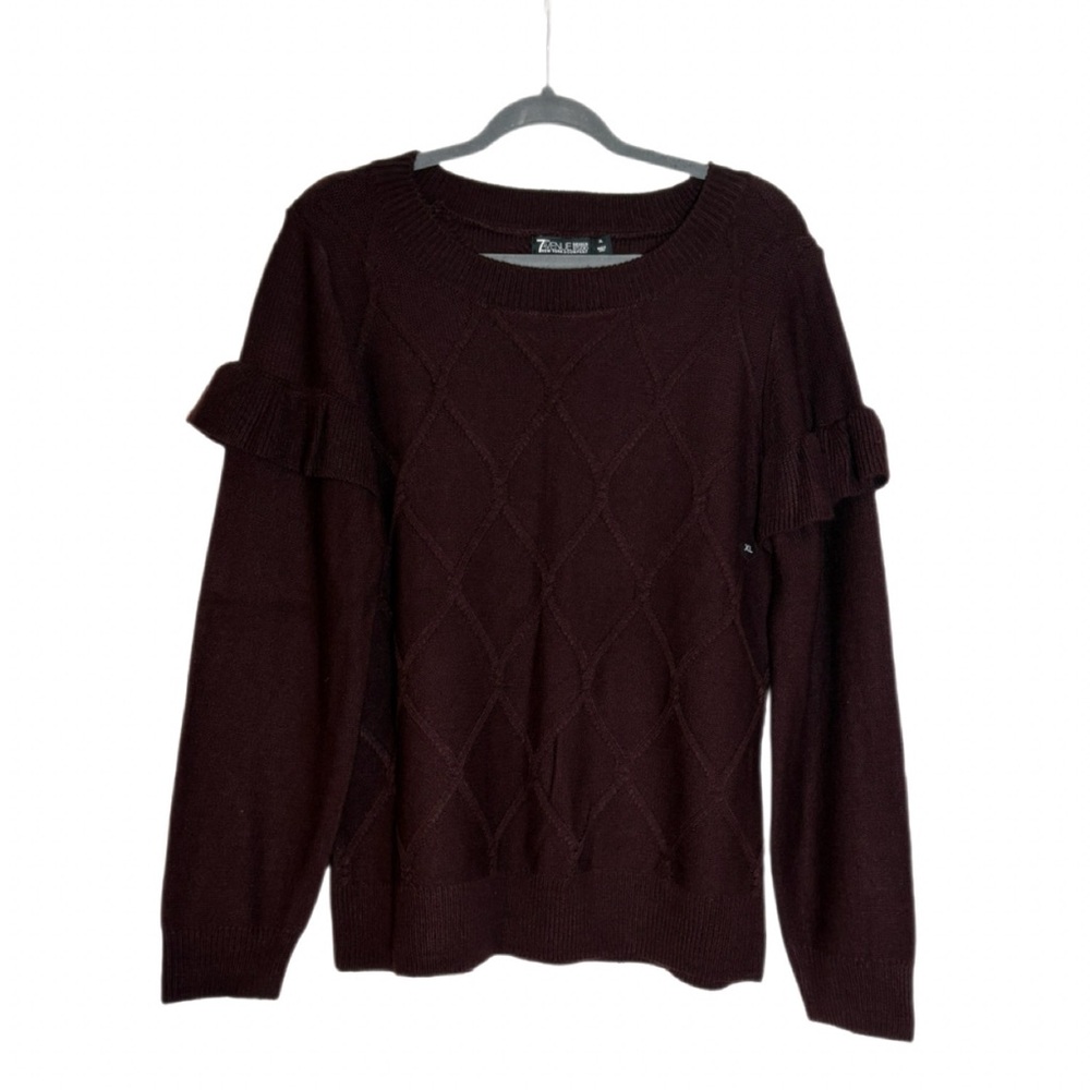 7th Avenue New York & Company Burgundy Ruffle Sleeve Sweater XL